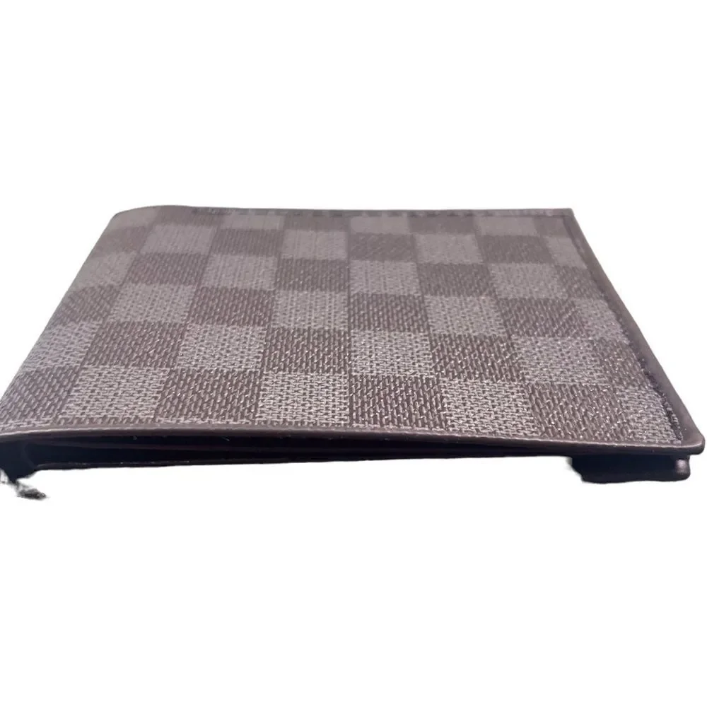 NEW Designer Inspired Black Gray Checkered Bifold Wallet
